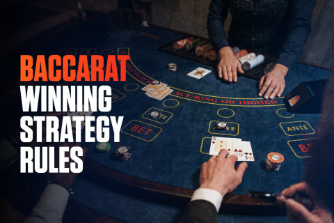 Baccarat game table with players, highlighting winning strategy rules by FOMO7