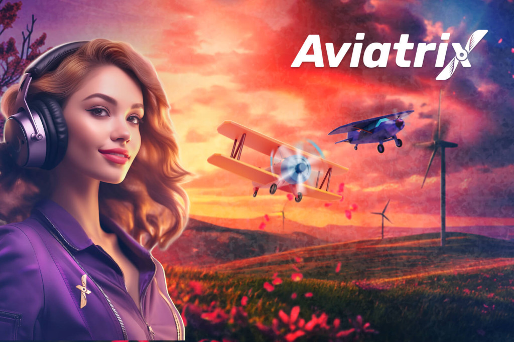 Game hosting girl behind plane crash in paddy field highlighting game thrill at FOMO7