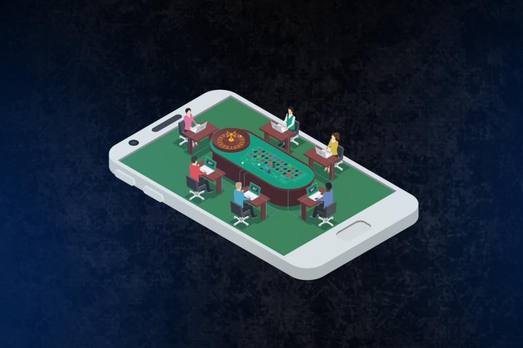 Illustration of online casino games with highest RTP on smartphone screen at FOMO7