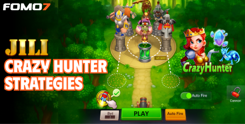 A zoomed-out view of Crazy Hunter gameplay with aiming paths