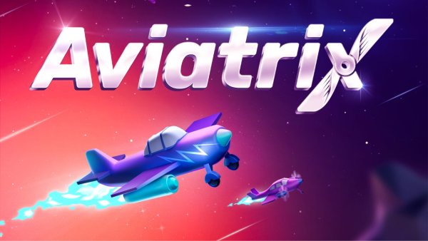 Vibrant digital art of two futuristic planes flying through space with the 'Aviatrix' text glowing in the background.
