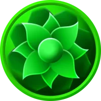Vivid green flower icon from the Vortex game symbolizing the Nature Bet feature on Fomo7.