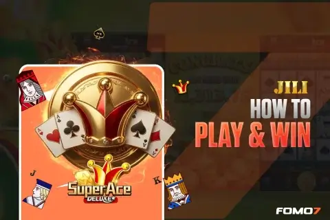 Super Ace Deluxe card game showing royal crown, ace cards and fiery design on FOMO7 casino platform