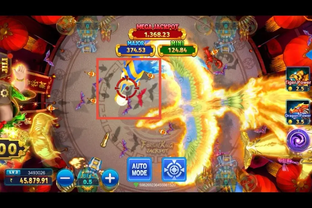 How to Play Fortune King Jackpot on FOMO7 India with cannon aiming at fish, bullets firing and multipliers on screen