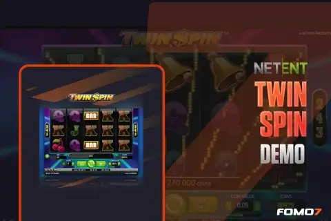 Twin Spin slot demo on FOMO7 India featuring stacked symbols and synchronized spinning reels