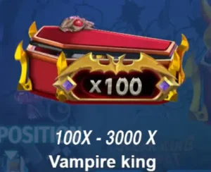 JILI Ocean King Jackpot Vampire King in his coffin, ready to unleash dark powers, as part of FOMO7 India’s supernatural ocean challenge.