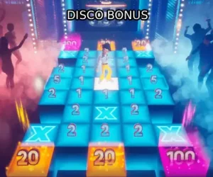 Evolution Funky Time Disco Bonus round with vibrant lights and dancers, showcasing the fun gameplay.