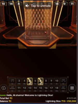 दांव लगाने के लिए 3 से 18 तक कोई संख्या चुनें