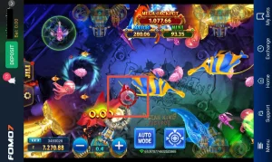 JILI Ocean King Jackpot interface with a focus on the game’s action controls and the Mega Jackpot display in FOMO7 India’s thrilling ocean experience.