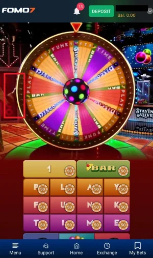 Evolution Funky Time second gameplay step, with the wheel spin and multipliers randomly assigned to certain segments.