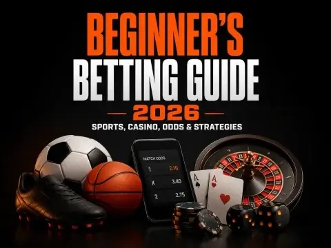 Betting Guide 2026 banner for FOMO7 India featuring sports balls, a smartphone with match odds, and casino roulette wheel.